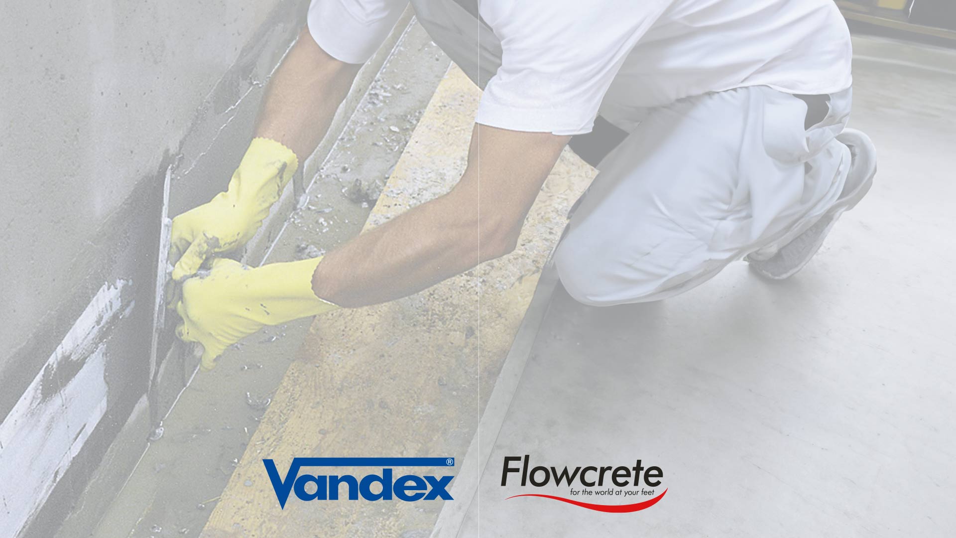 Vandex waterdichting en zustermerk Flowcrete voor naadloze vloersystemen