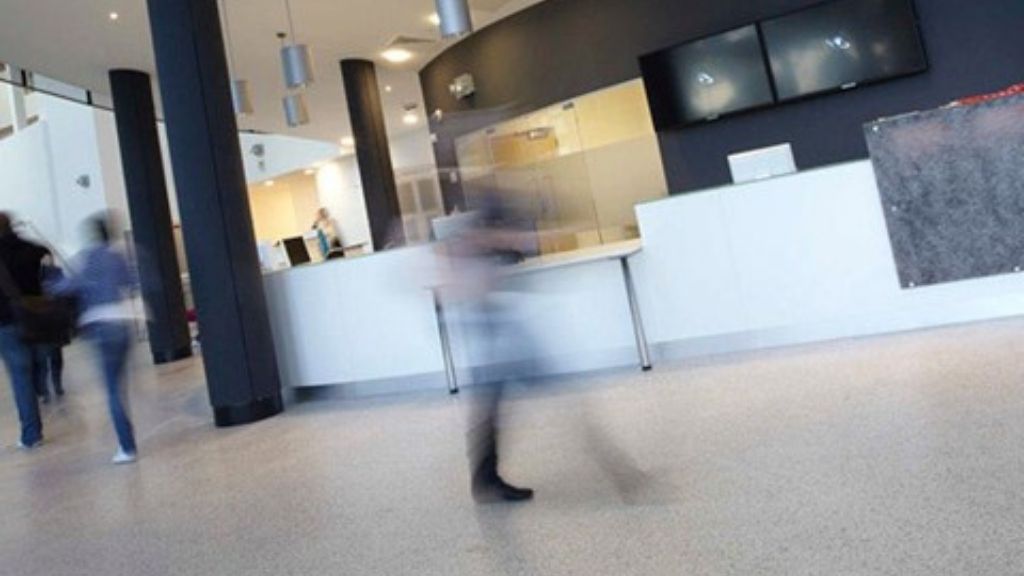 Educational buildings construction materials. Resin flooring at Univeristy 